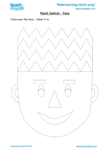 Worksheets for kids - pencil control – face