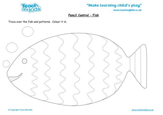 Worksheets for kids - pencil control – fish