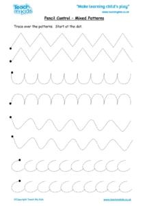 Worksheets for kids - pencil control – mixed patterns