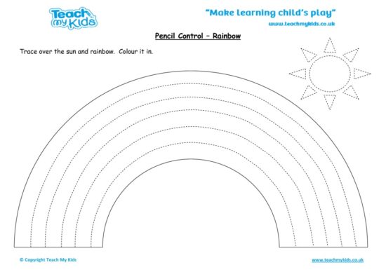 Worksheets for kids - pencil control – rainbow