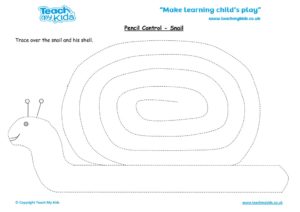 Worksheets for kids - pencil control – snail