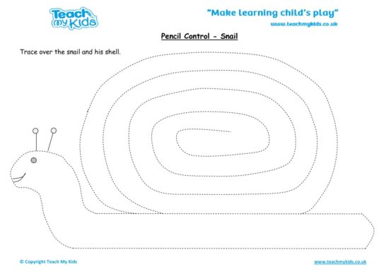 Worksheets for kids - pencil control – snail