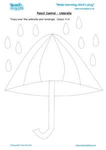 Worksheets for kids - pencil control – umbrella