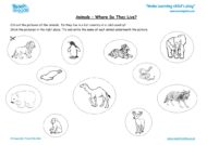 Worksheets for kids - animals – where do they live