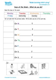 Worksheets for kids - days of the week -what do you do