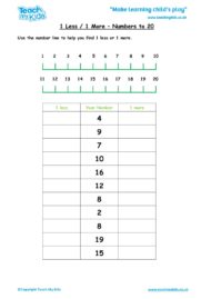 Worksheets for kids - 1-less-1-more-numbers-to-20