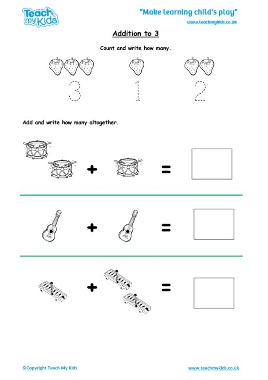 Worksheets for kids - addition-to-3