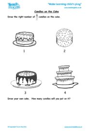 Worksheets for kids - candles-on-the-cake