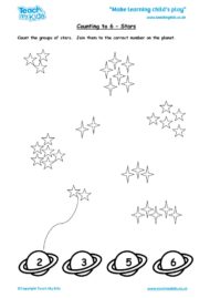Worksheets for kids - counting-to-6-stars