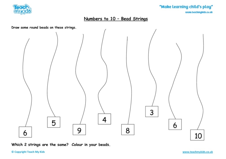 Numbers to 10 Bead Strings TMK Education