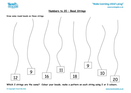 Worksheets for kids - numbers-to-20-bead-strings