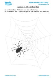 Worksheets for kids - numbers_to_15,_spiders_web