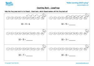 Worksheets for kids - counting-back-leapfrogs