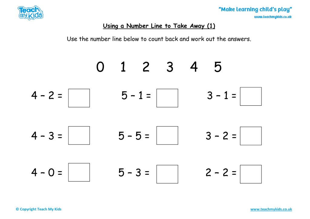 Using A Number Line To Take Away 1 TMK Education