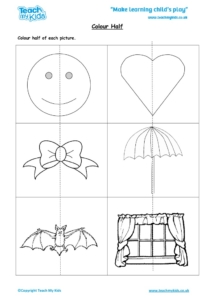 Worksheets for kids - colour-half