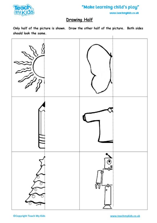 Worksheets for kids - drawing-half