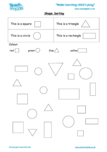 Worksheets for kids - shape-sorting