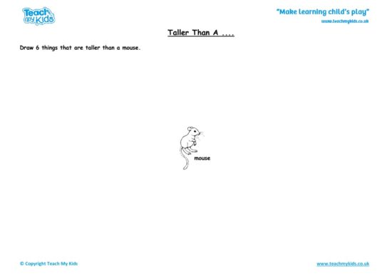 Worksheets for kids - taller-than-a.