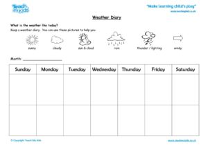 Worksheets for kids - weather-diary