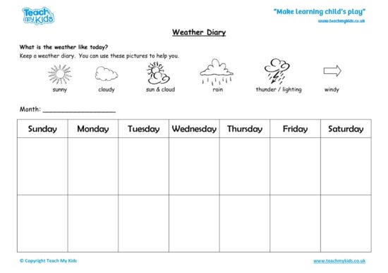 Worksheets for kids - weather-diary