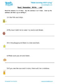 Worksheets for kids - read,_remember_write_-_and_2