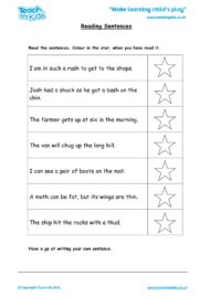 Worksheets for kids - reading-sentences