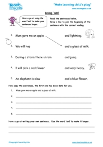 Worksheets for kids - using and