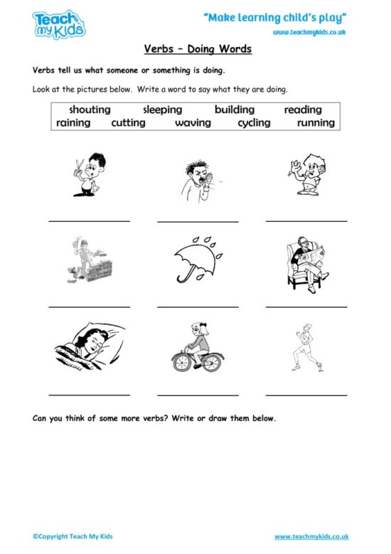 Worksheets for kids - verbs-doing-words