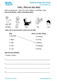 Worksheets for kids - verbs-what-are-they-doing