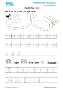 Worksheets for kids - handwriting Dd
