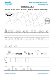 Worksheets for kids - handwriting Ee