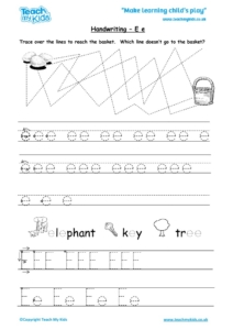 Worksheets for kids - handwriting Ee