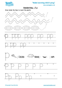 Worksheets for kids - handwriting Pp