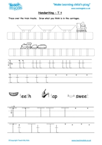 Worksheets for kids - handwriting Tt