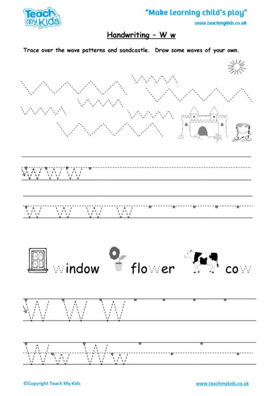 Worksheets for kids - handwriting Ww