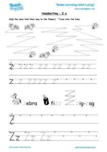 Worksheets for kids - handwriting Zz