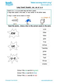 Worksheets for kids - long-vowel-sounds-ew-ue-u-e
