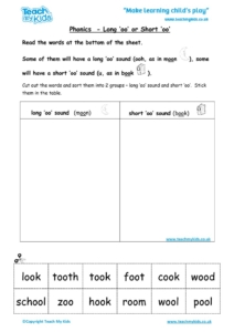 Worksheets for kids - phonics-long-oo-or-short-oo