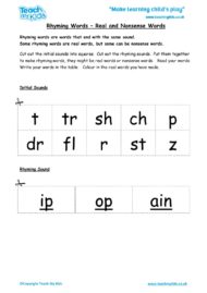 Worksheets for kids - rhyming-words-real-and-nonsense-words