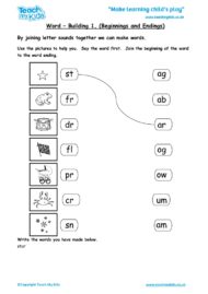 Worksheets for kids - word-building-1-beginnings-endings