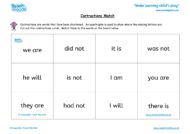 Worksheets for kids - reading – contractions match