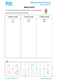 Worksheets for kids - making words