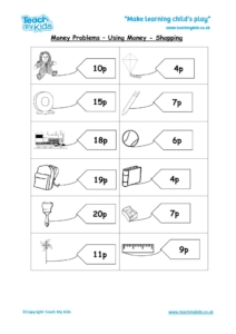 Worksheets for kids - money-labels