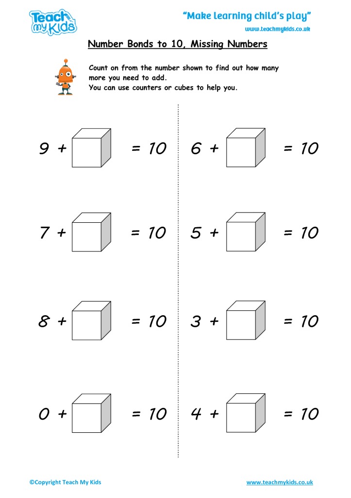 Number Bonds To 10 Missing Numbers TMK Education
