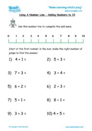 Worksheets for kids - number-line-add-to-10