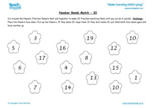 Worksheets for kids - number_bonds_match_-_20