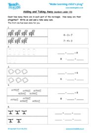 Worksheets for kids - adding-and-taking-away-numbers-under-10