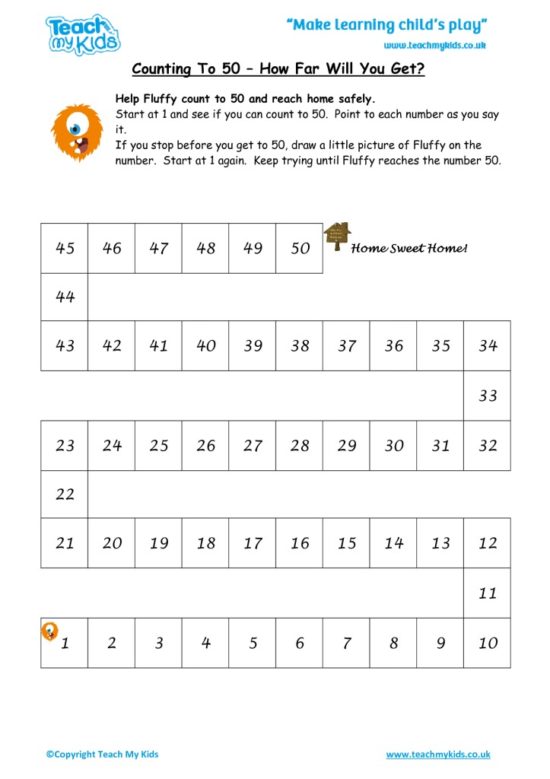 Worksheets for kids - counting_to_50_-_how_far_will_you_get