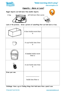 Worksheets for kids - capacity_-_more_or_less