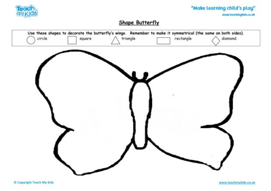 Worksheets for kids - shape-butterfly